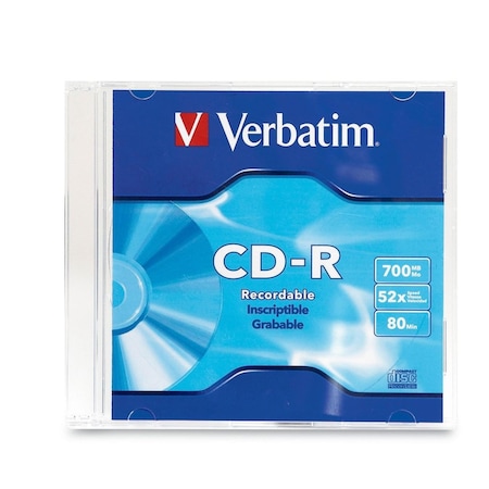 VERBATIM Disk, Cd-R 80 Min, Branded, Slimline Jewel, 52X .This Item Is Priced 94776